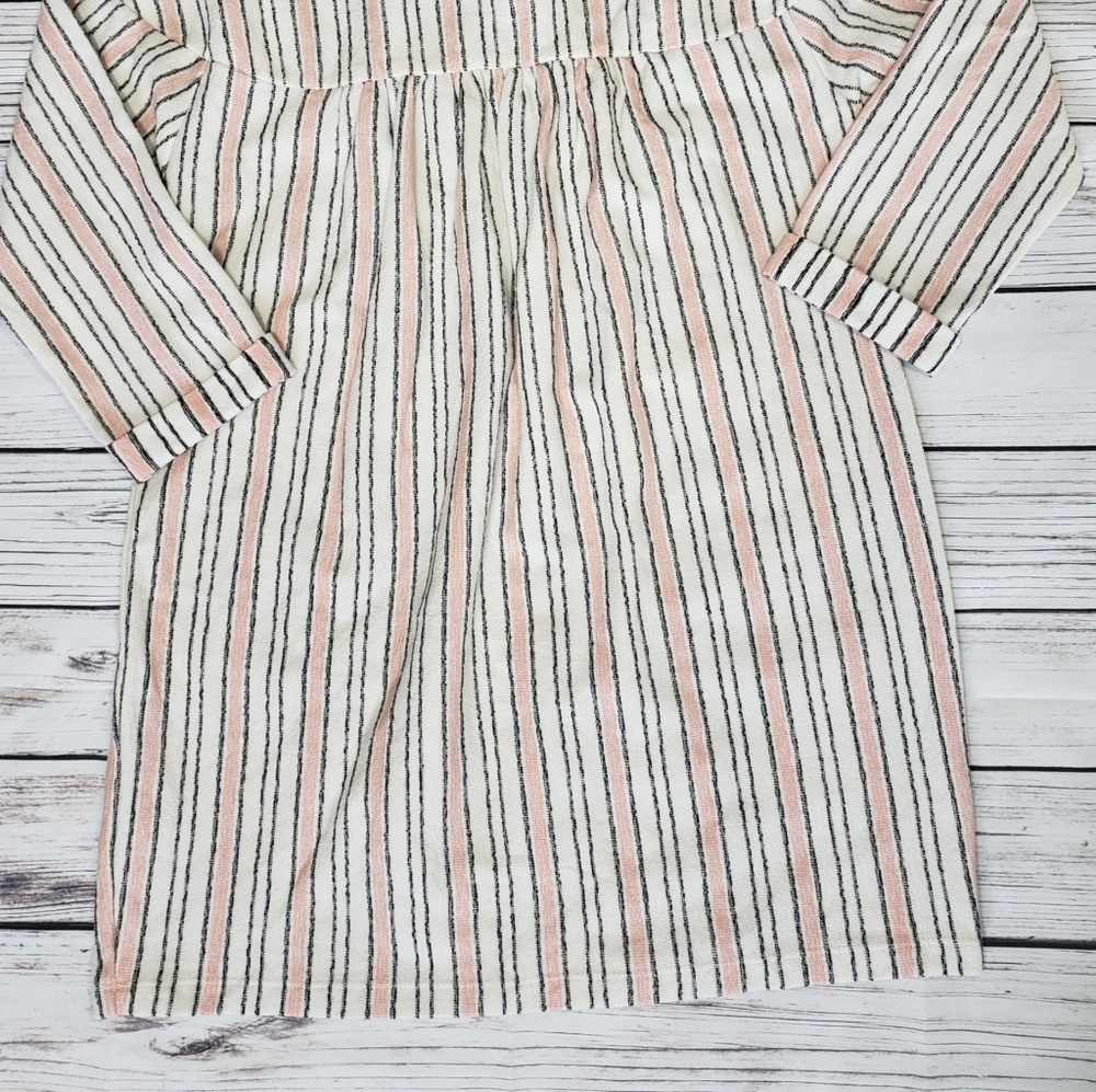 Zara Girls Pin Stripped Long Sleeve Dress Sz 9 - Picture 6 of 7